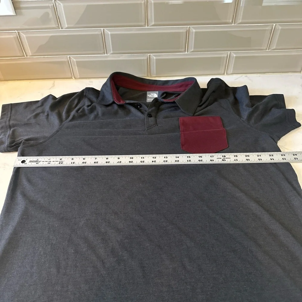 The North Face Men’s XL Gray Burgundy‎ Pocket Performance Polo Shirt FlashDry
